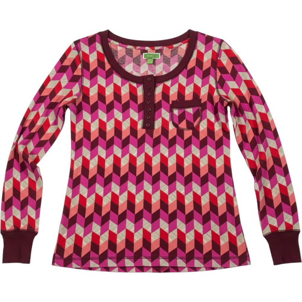 Vera Bradley Pajama Top Womens M Pink NWT Bohemian Chevron Henley 18152-676M